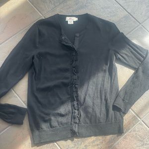 Vineyard Vines black cardigan with ruffle details